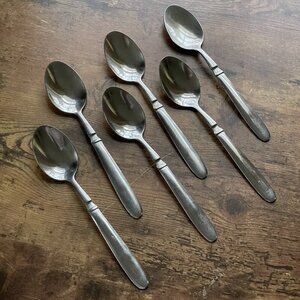 Hampton Silversmiths Farrah Oval Soup Dinner Spoon Set of 6 8" Stainless Steel